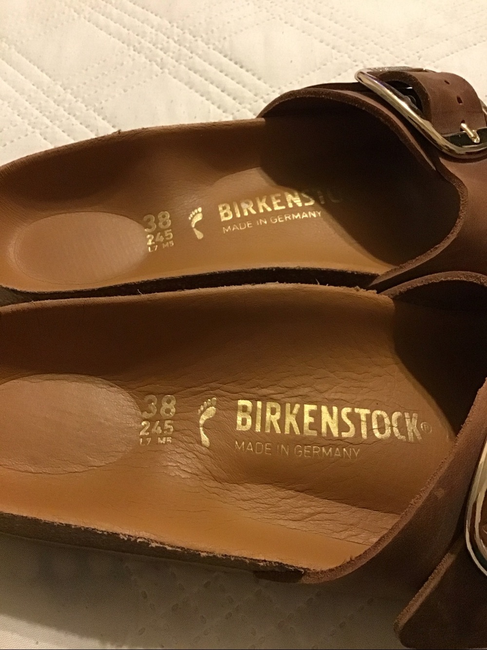 Birkenstock Brown Leather Single-Buckle Slide Sandals - Picture 4 of 8